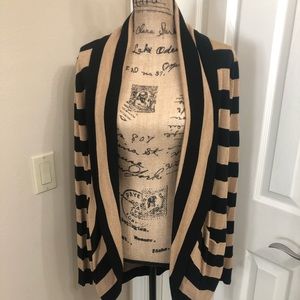 Tan / black striped cardigan sweater XL NWT